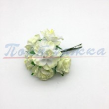 Цветок TRK-3019 25мм меланж с белой сеткой 1шт, Турция